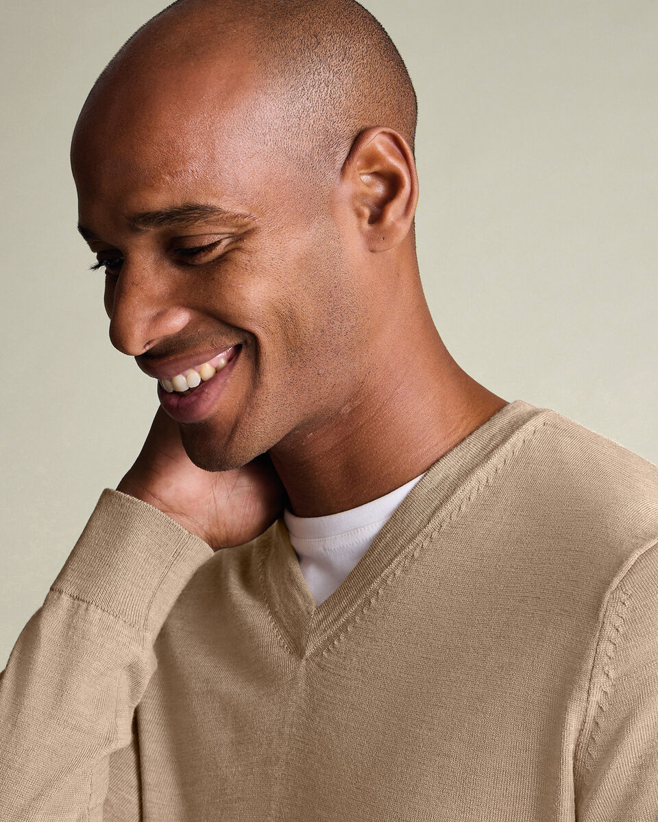 Pure Merino V-Neck Sweater - Oatmeal
