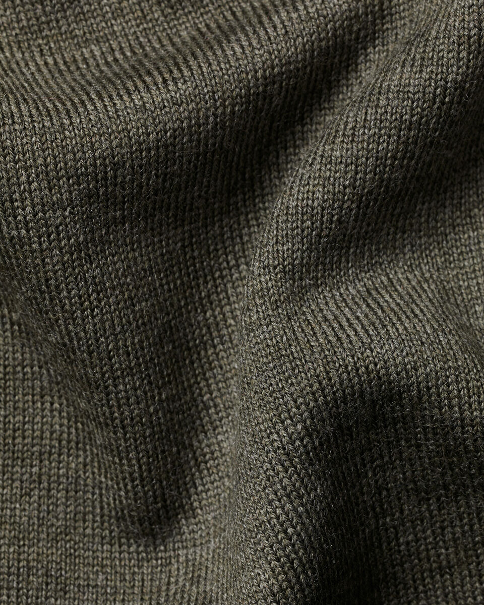 Pure Merino V-Neck Sweater - Olive Green