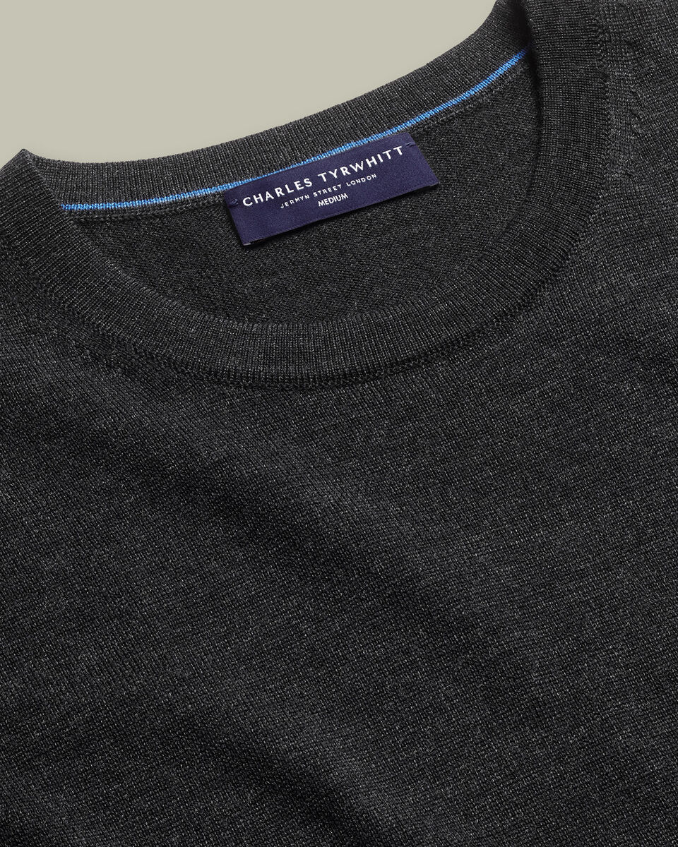 Pure Merino Crew Neck Sweater - Charcoal Gray