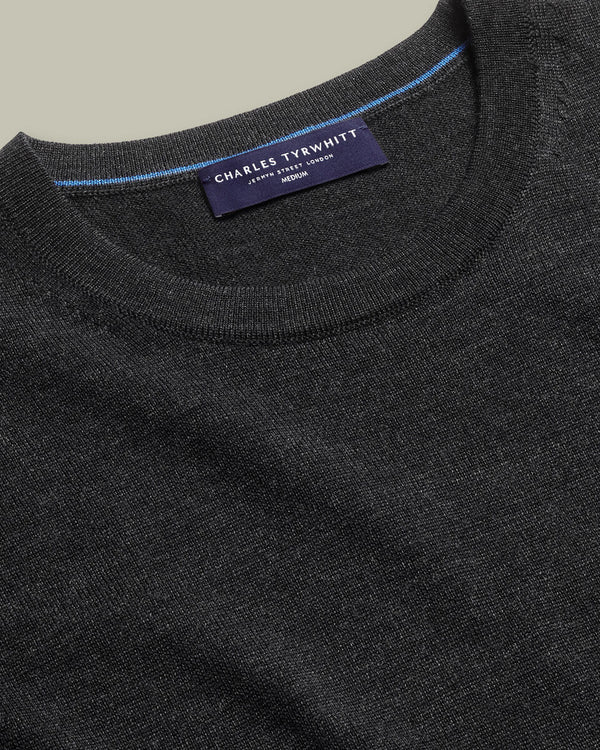 Pure Merino Crew Neck Sweater - Charcoal Gray
