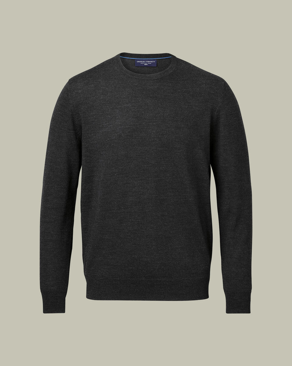 Pure Merino Crew Neck Sweater - Charcoal Gray
