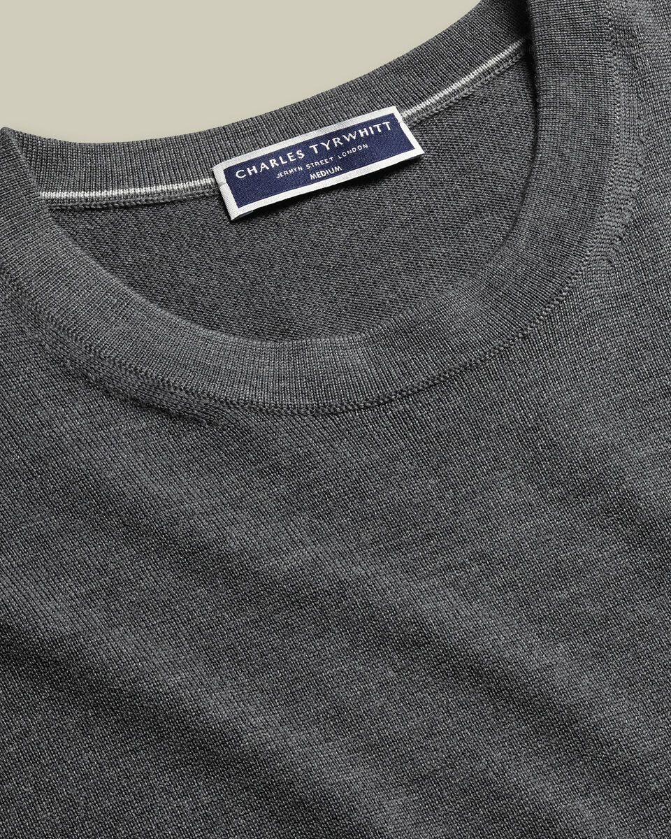 Pure Merino Crew Neck Sweater - Gray
