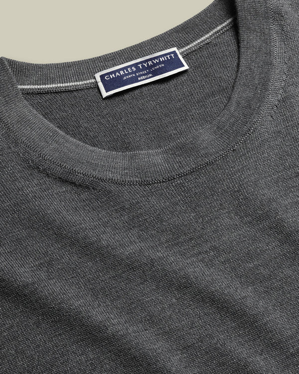 Pure Merino Crew Neck Sweater - Gray