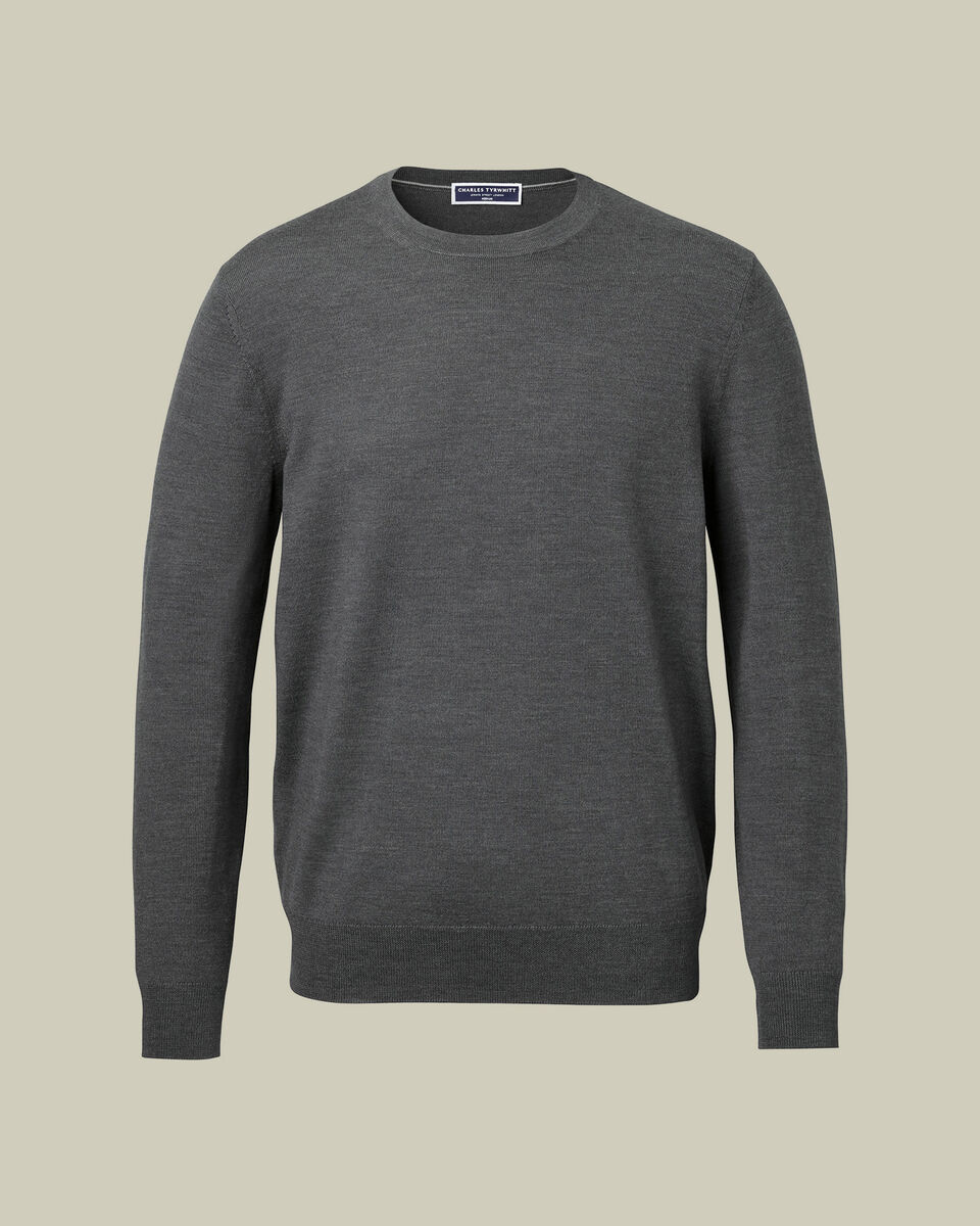 Pure Merino Crew Neck Sweater - Gray