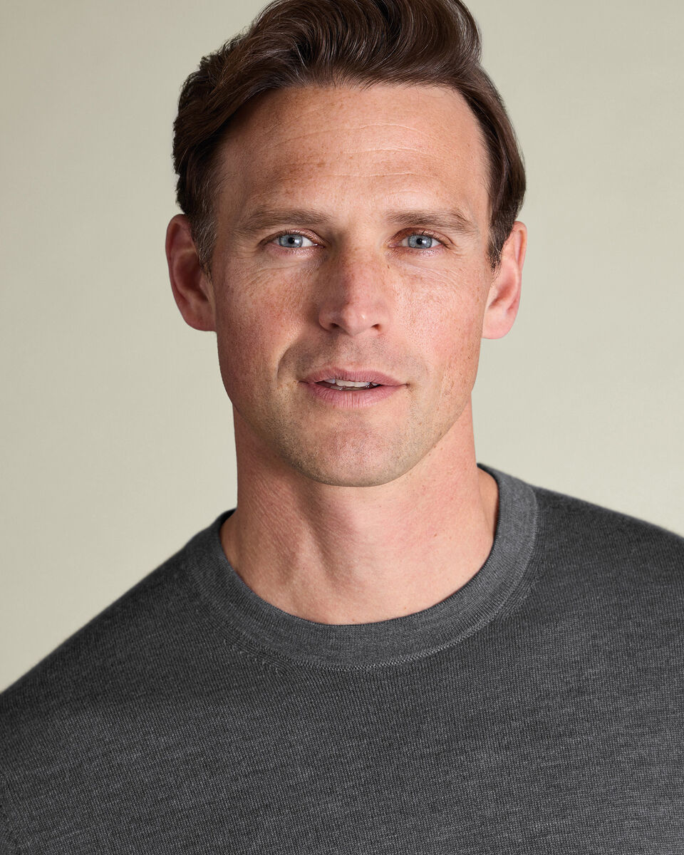 Pure Merino Crew Neck Sweater - Gray