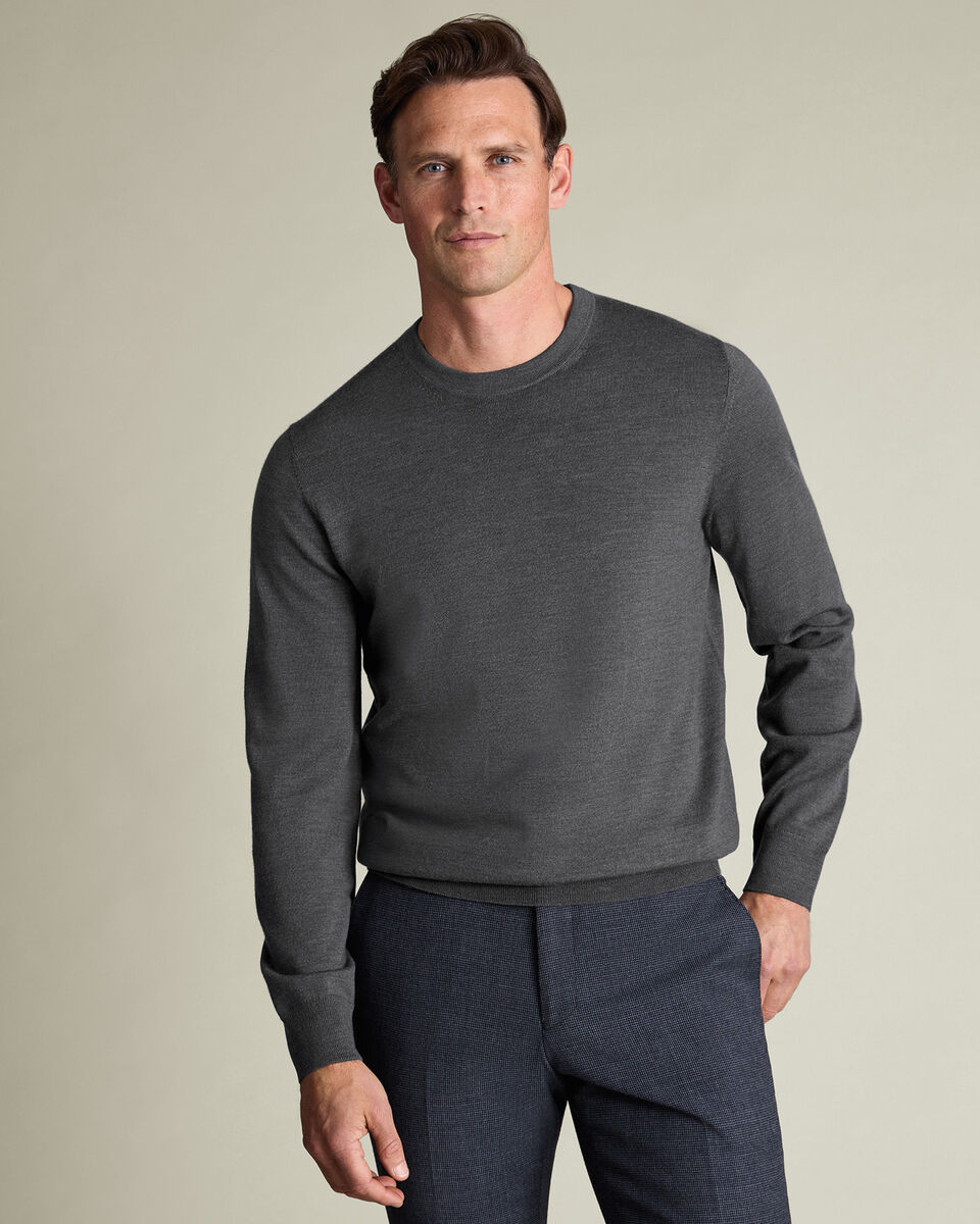 Pure Merino Crew Neck Sweater - Gray Main image