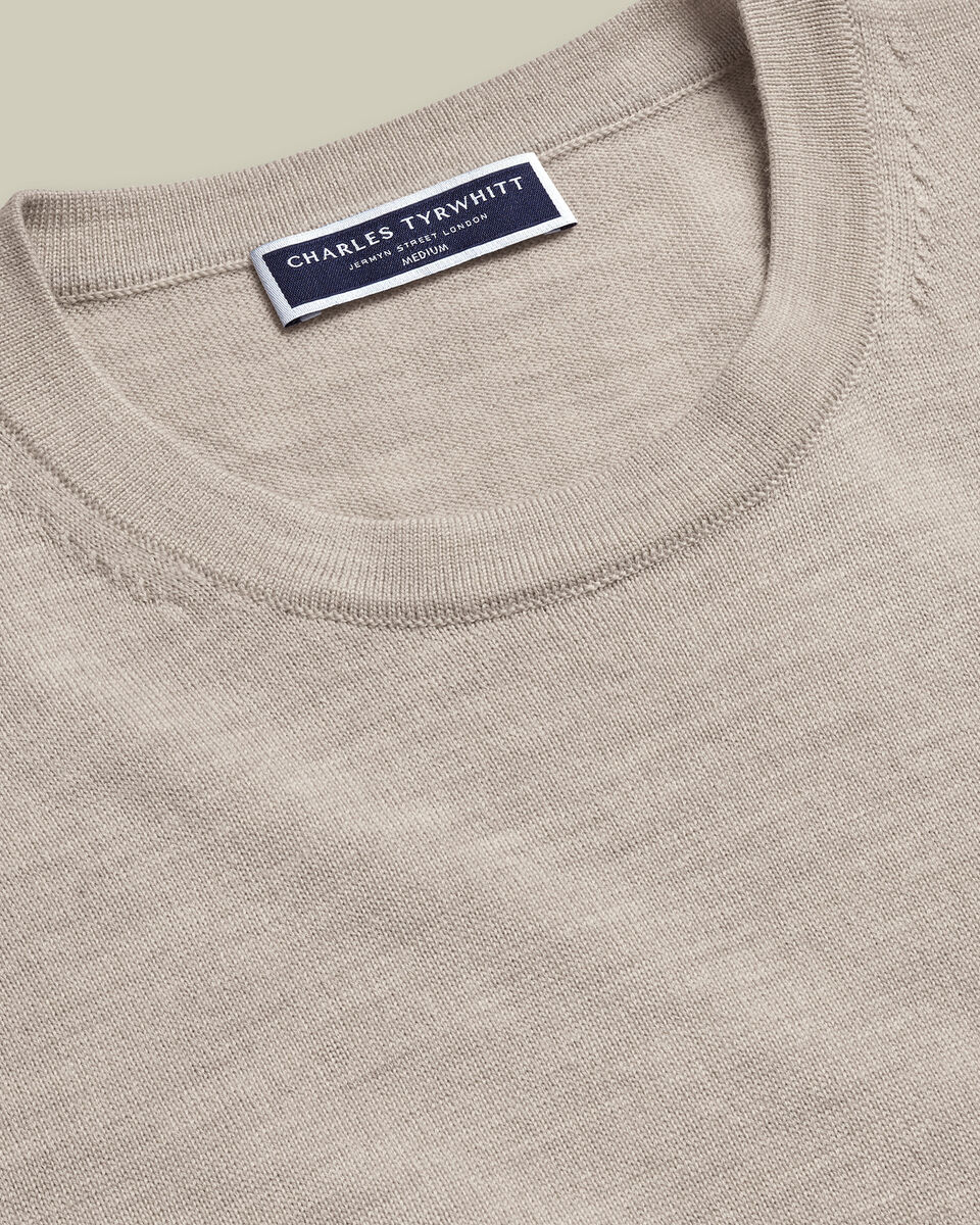 Pure Merino Crew Neck Sweater - Limestone