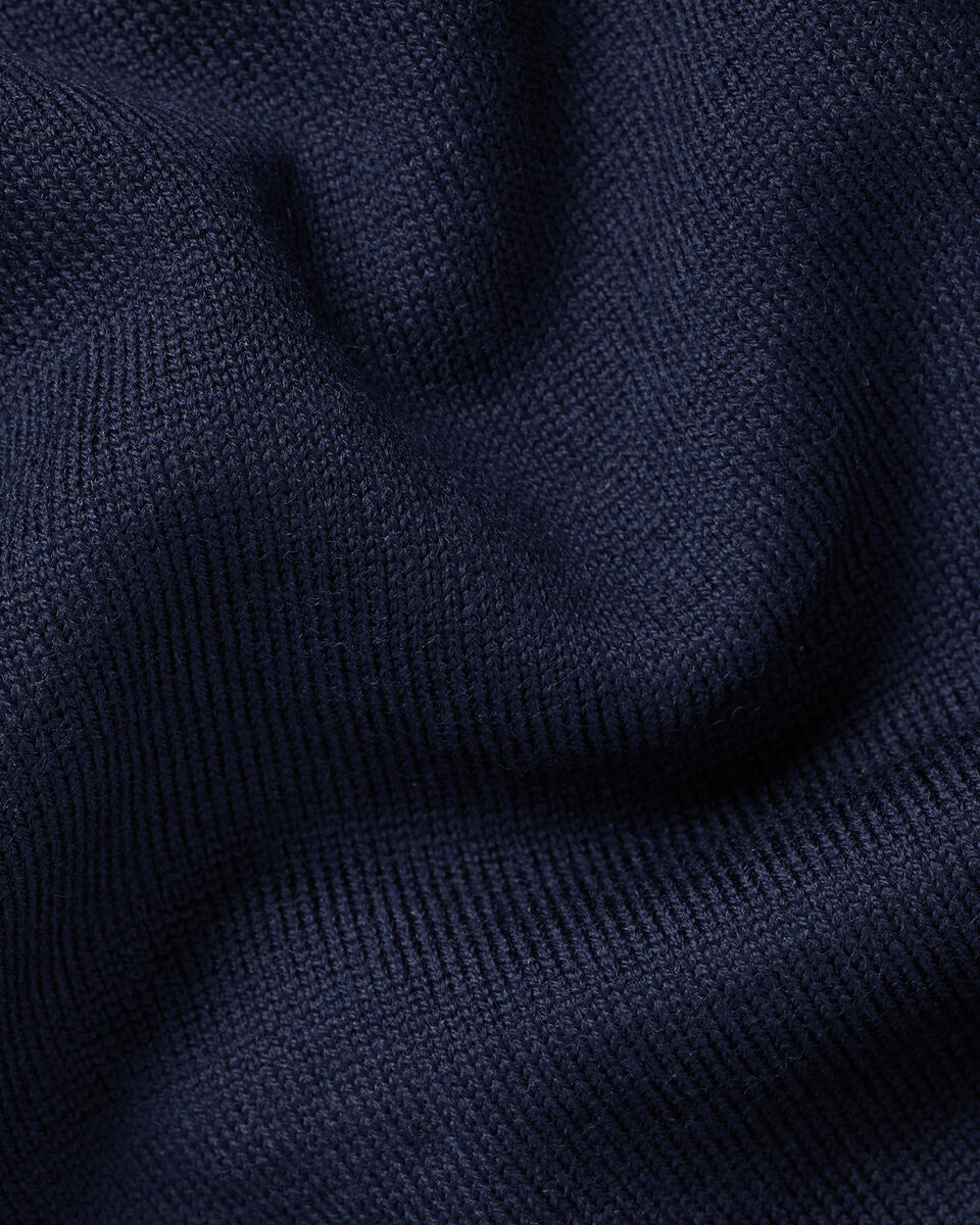 Pure Merino Crew Neck Sweater - Navy