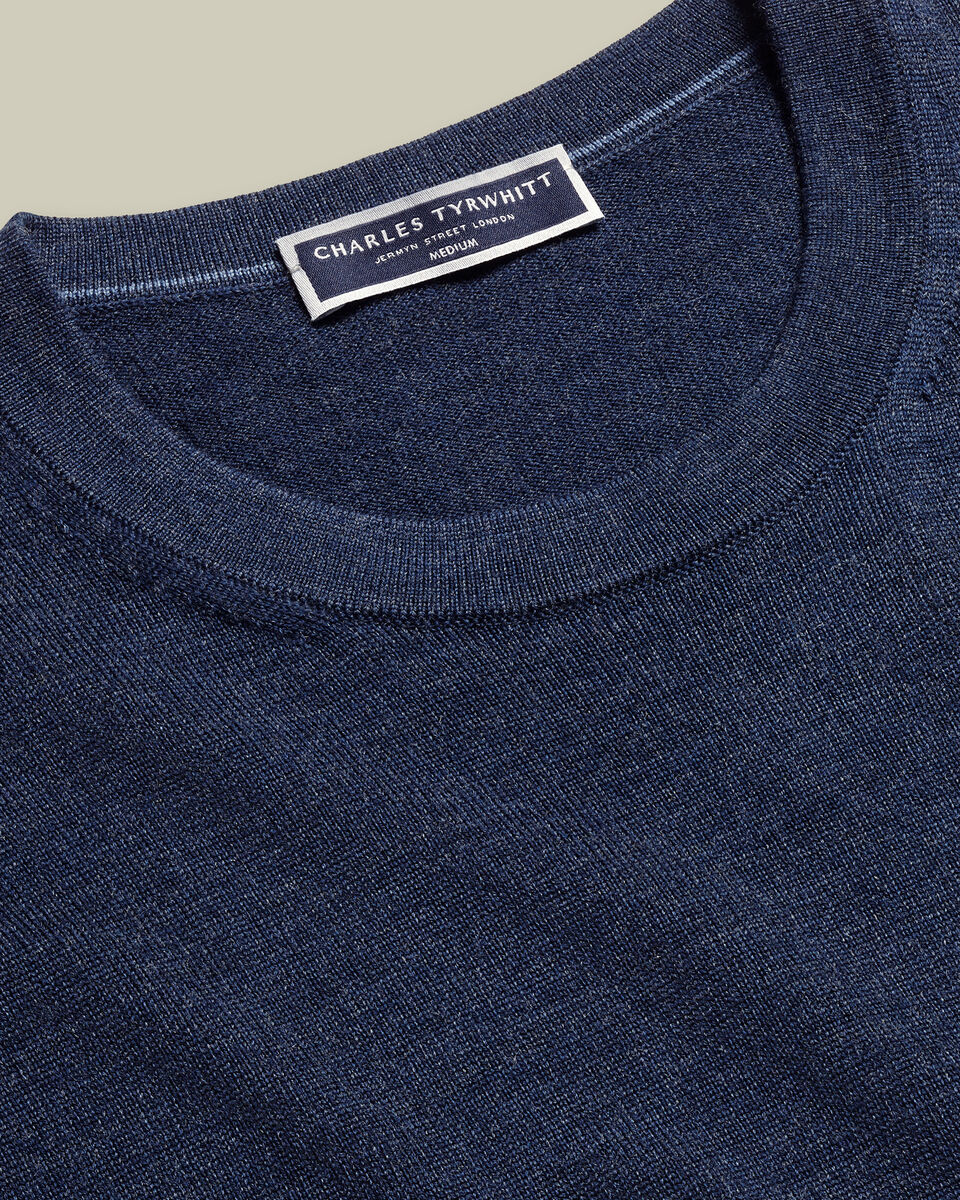 Pure Merino Crew Neck Sweater - Ink Blue