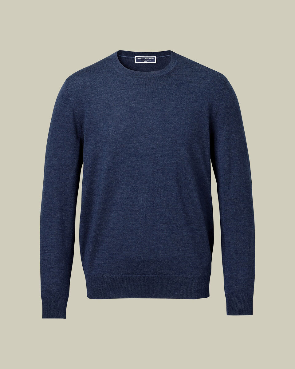 Pure Merino Crew Neck Sweater - Ink Blue