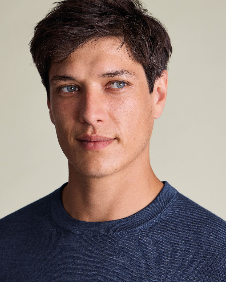 Pure Merino Crew Neck Sweater - Ink Blue