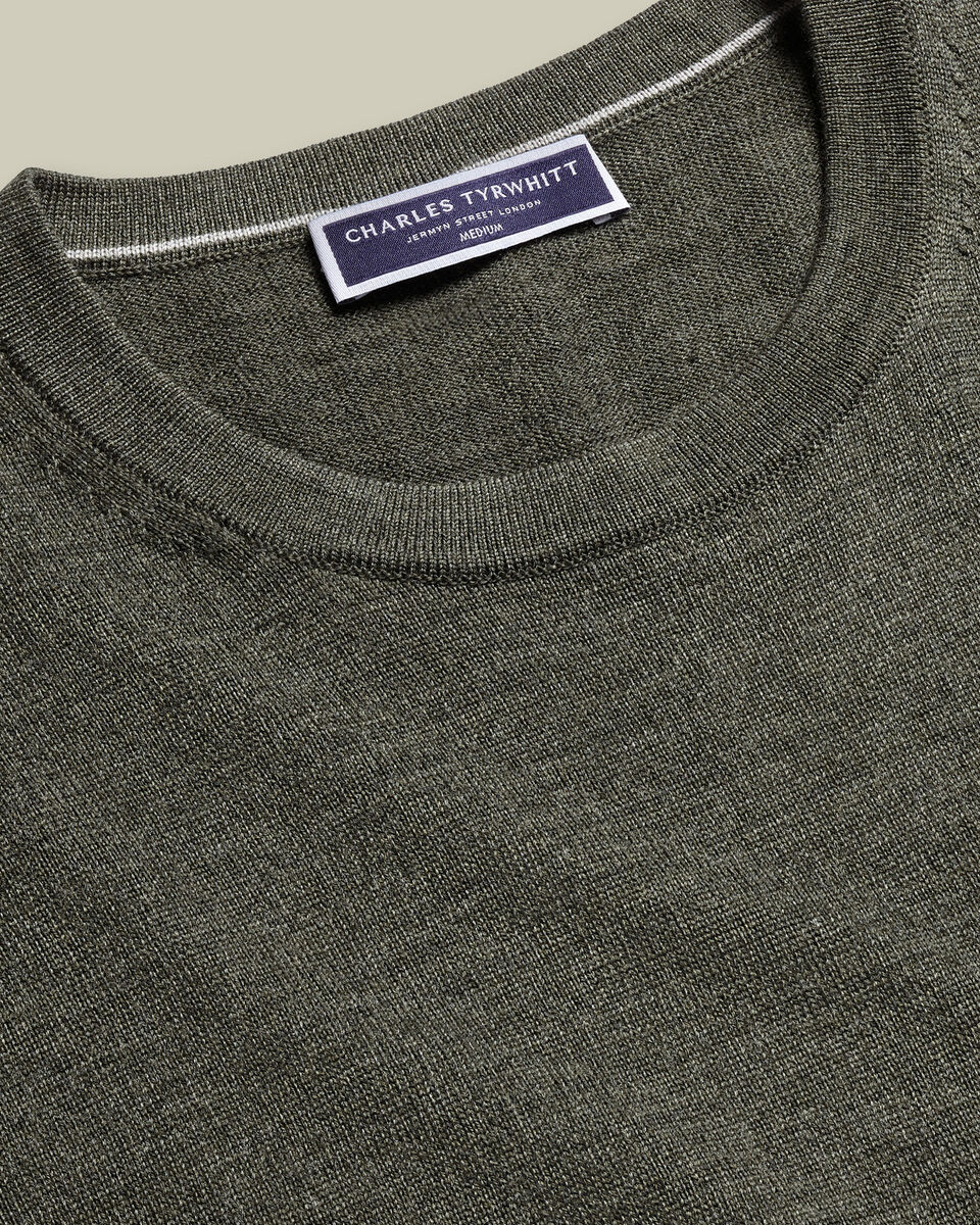 Pure Merino Crew Neck Sweater - Olive Green Secondary image
