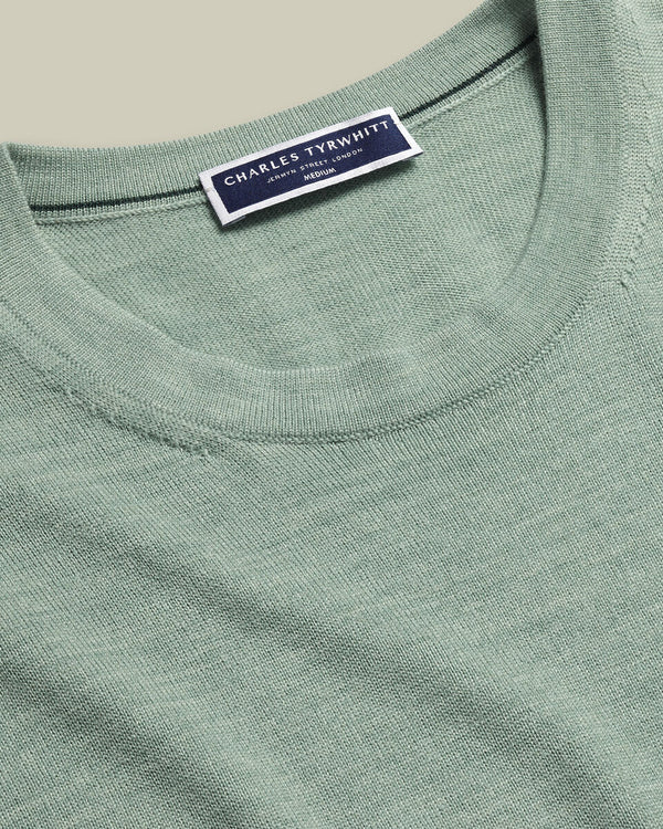 Pure Merino Crew Neck Sweater - Pale Teal