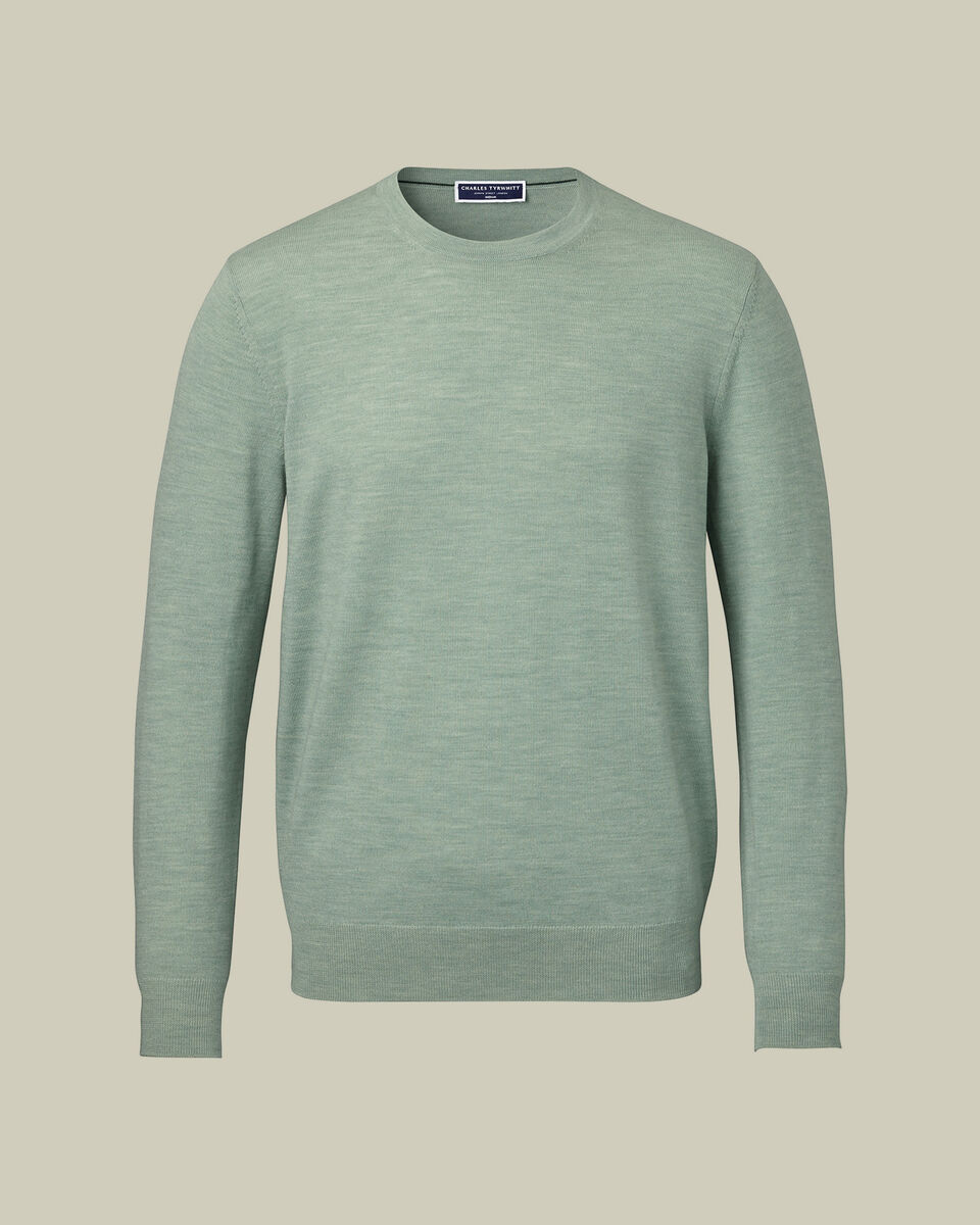 Pure Merino Crew Neck Sweater - Pale Teal