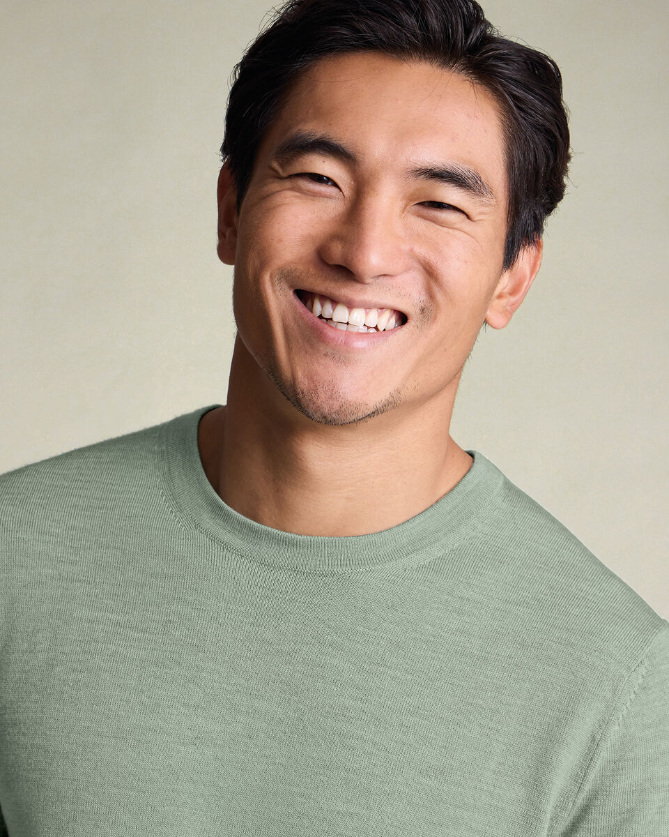 Pure Merino Crew Neck Sweater - Pale Teal