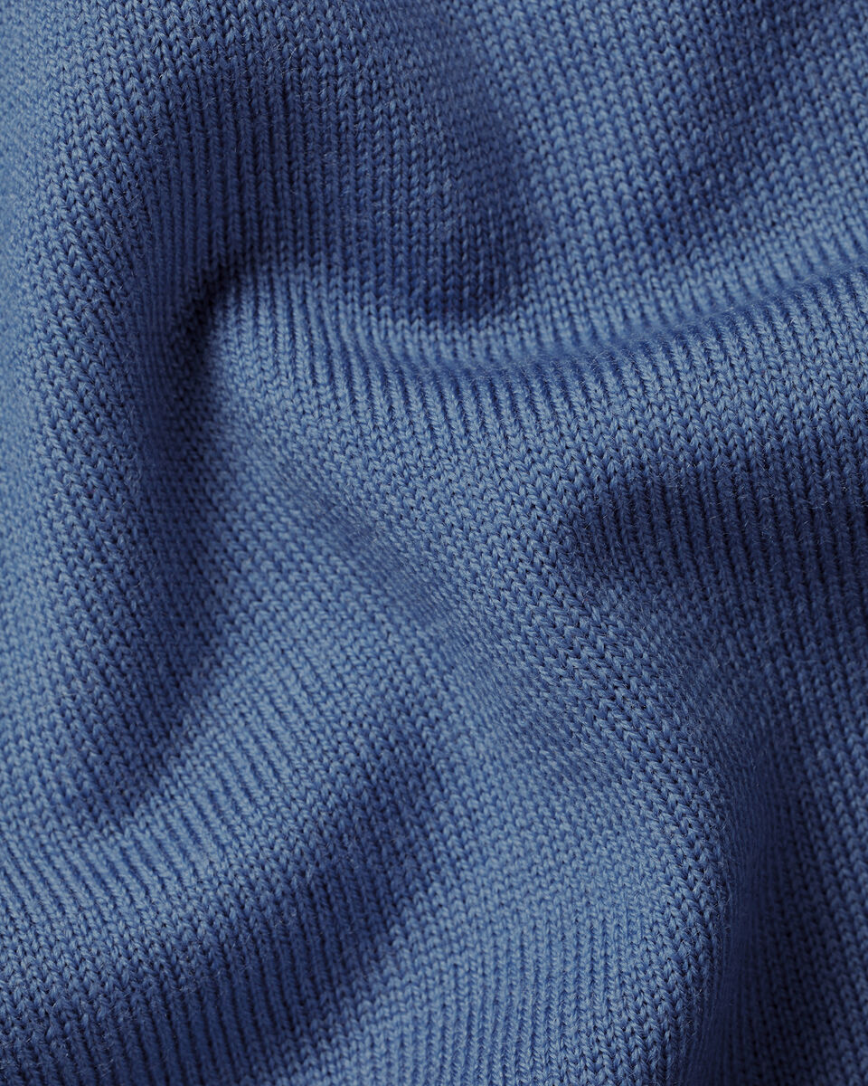 Pure Merino Crew Neck Sweater - Steel Blue