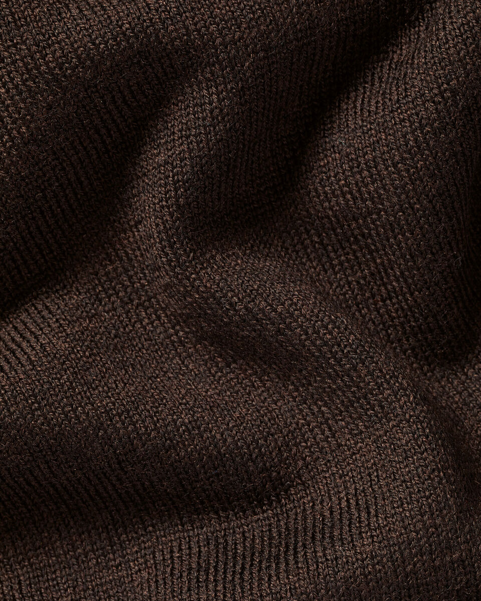 Pure Merino Quarter Zip Sweater - Chocolate Brown