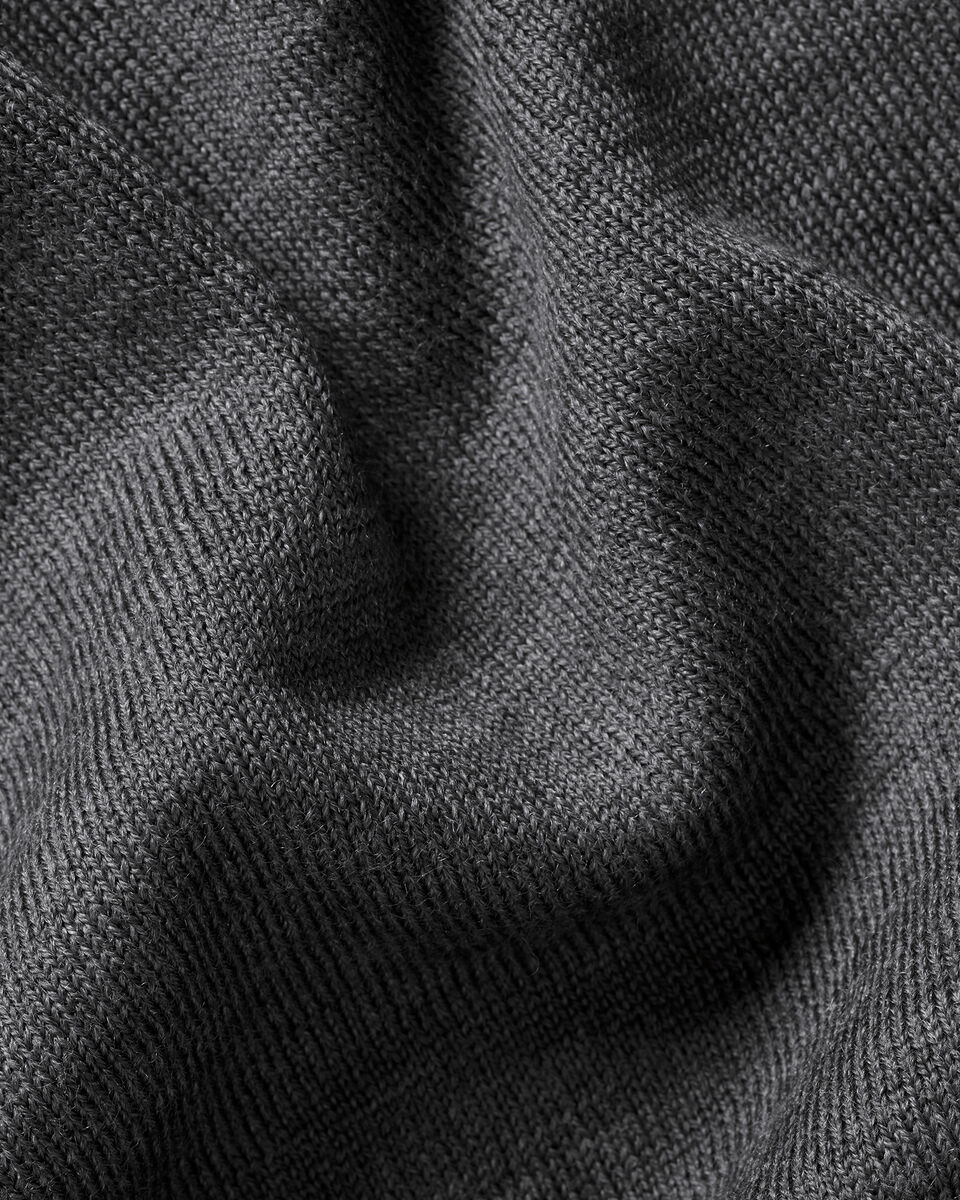 Pure Merino Wool Quarter Zip Polo - Gray