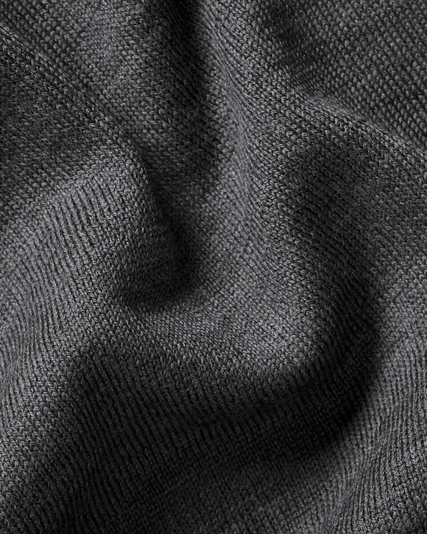 Pure Merino Wool Quarter Zip Polo - Gray
