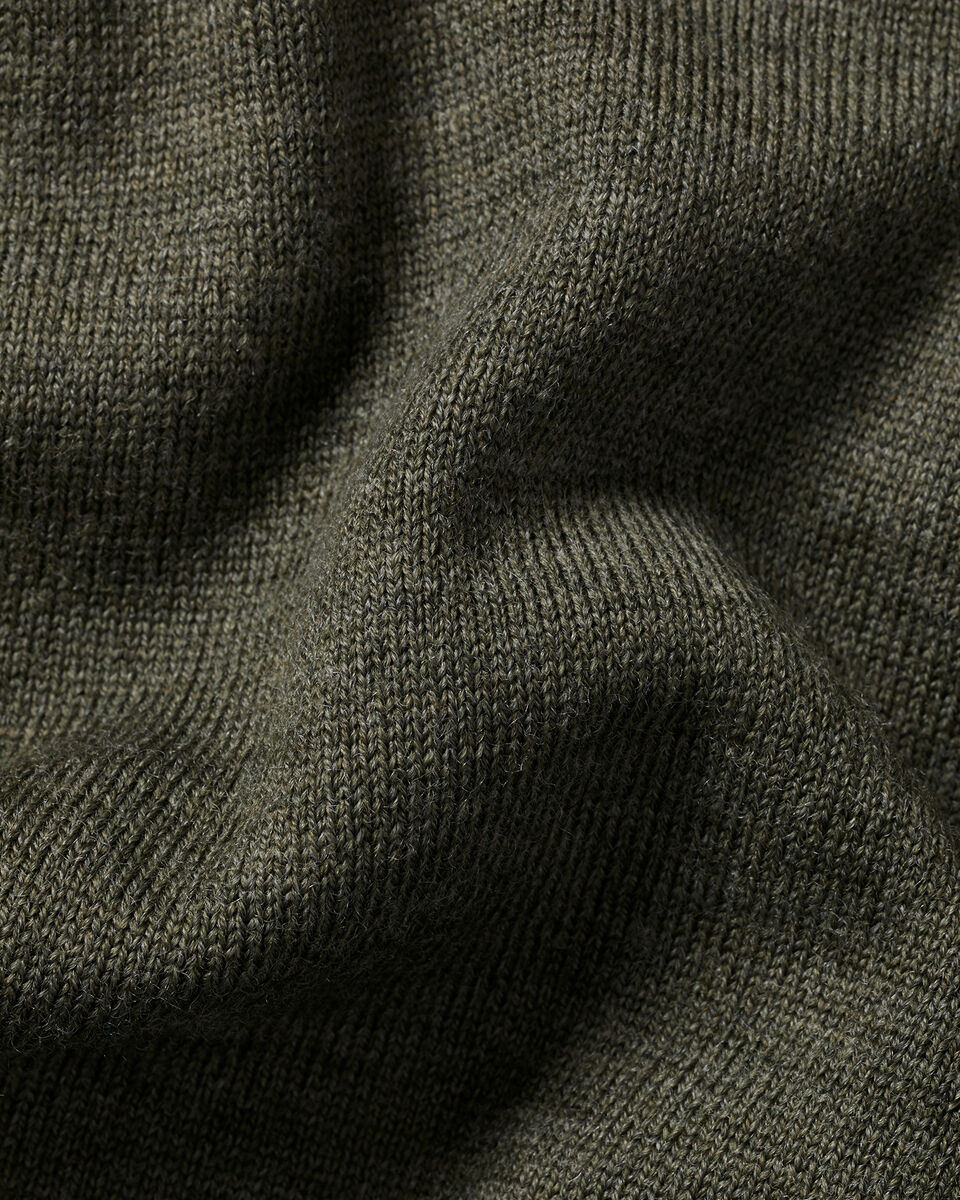 Pure Merino Wool Quarter Zip Polo - Olive Green