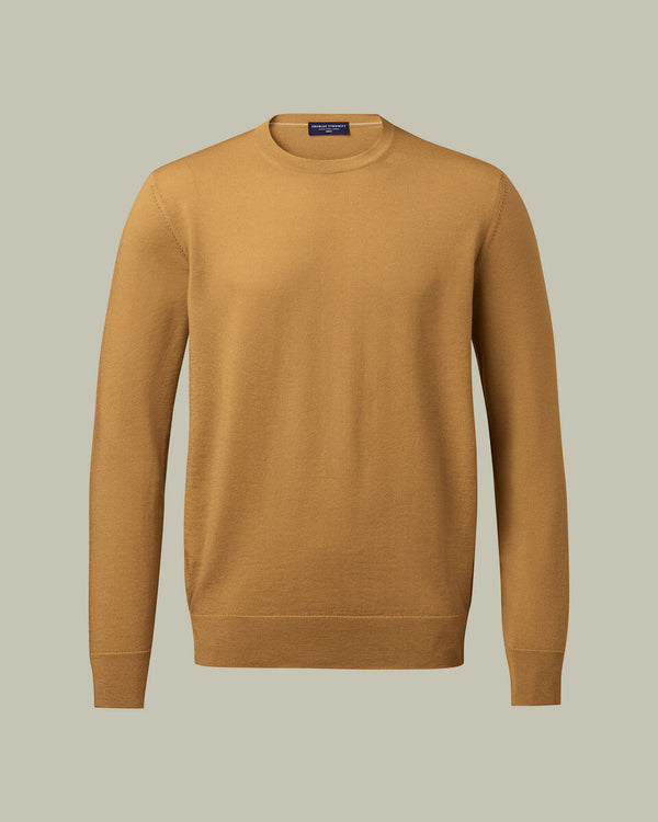 Pure Merino Crew Neck Sweater - Camel