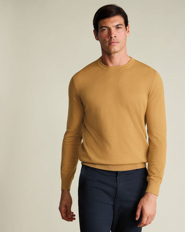Pure Merino Crew Neck Sweater - Camel