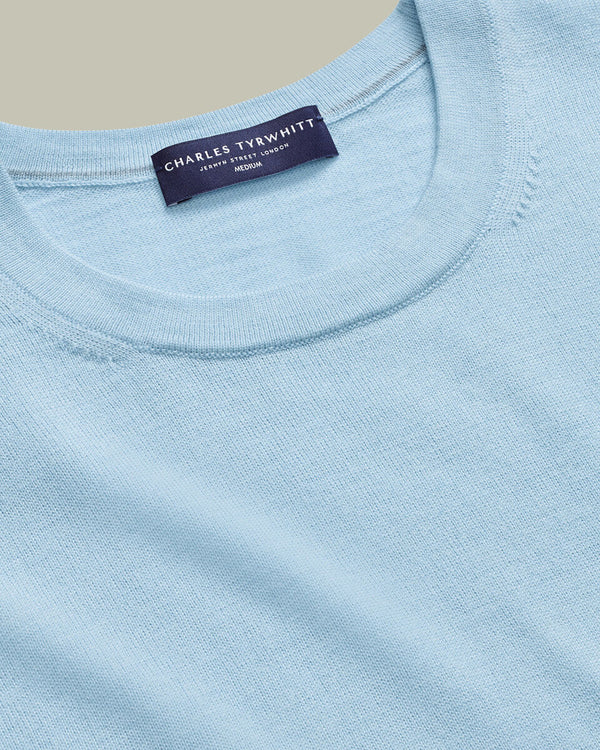 Pure Merino Crew Neck Sweater - Ice Blue