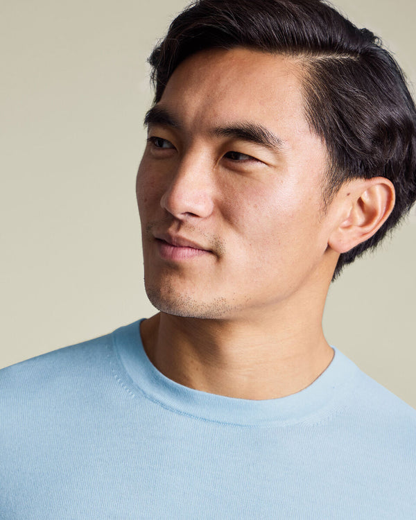 Pure Merino Crew Neck Sweater - Ice Blue