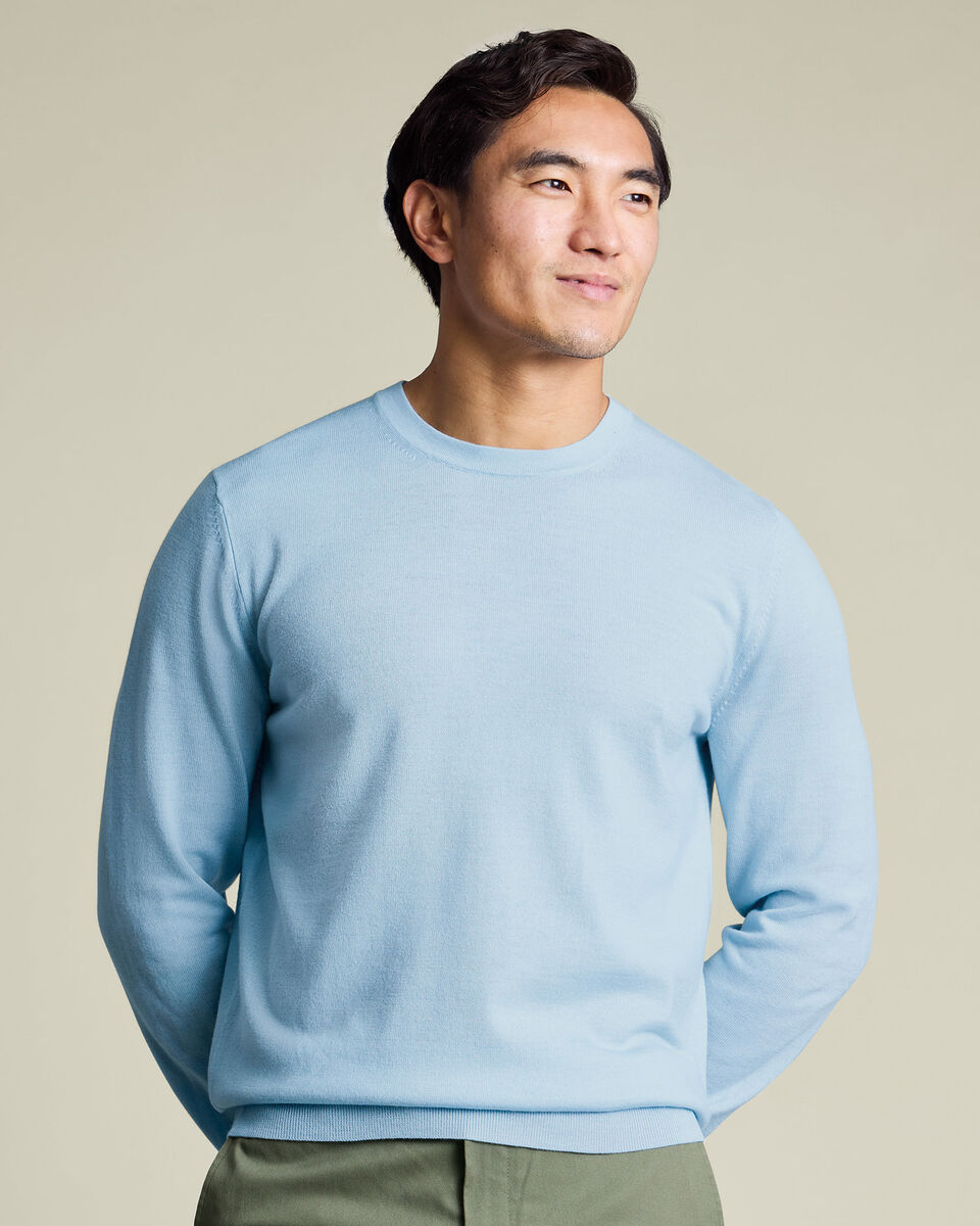Pure Merino Crew Neck Sweater - Ice Blue Main image