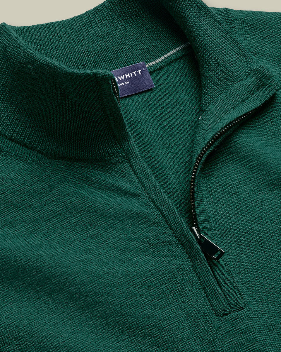 Pure Merino Quarter Zip Sweater – Green