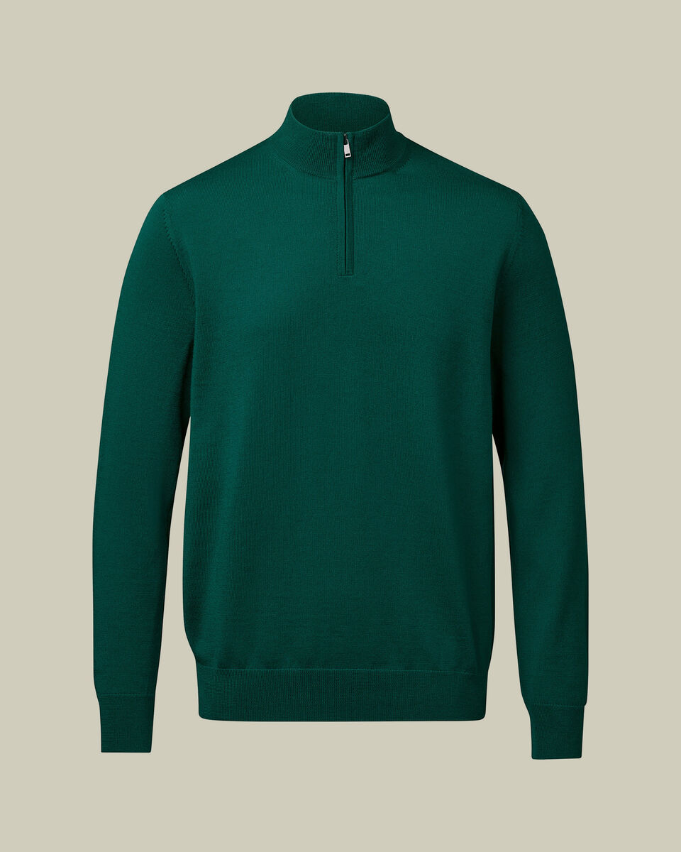 Pure Merino Quarter Zip Sweater – Green