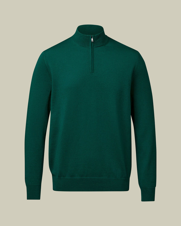 Pure Merino Quarter Zip Sweater – Green