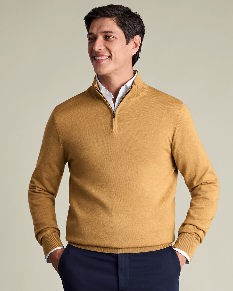 Pure Merino Quarter Zip Sweater – Camel Main image