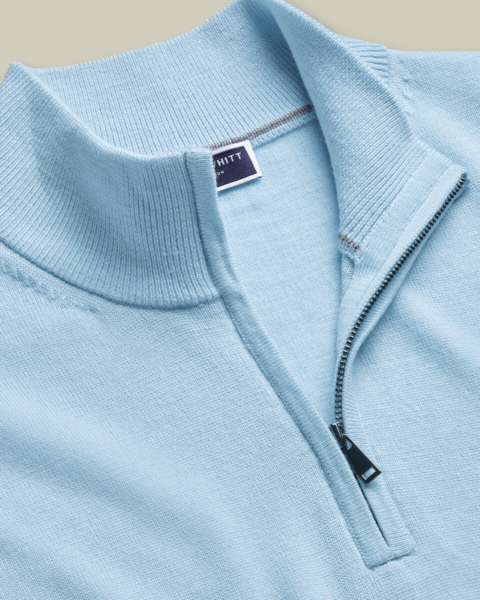 Pure Merino Quarter Zip Sweater – Ice Blue