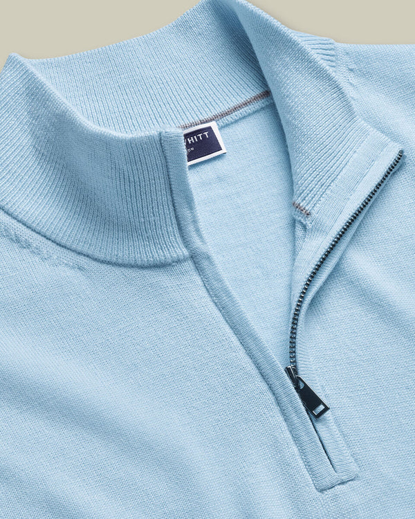Pure Merino Quarter Zip Sweater – Ice Blue