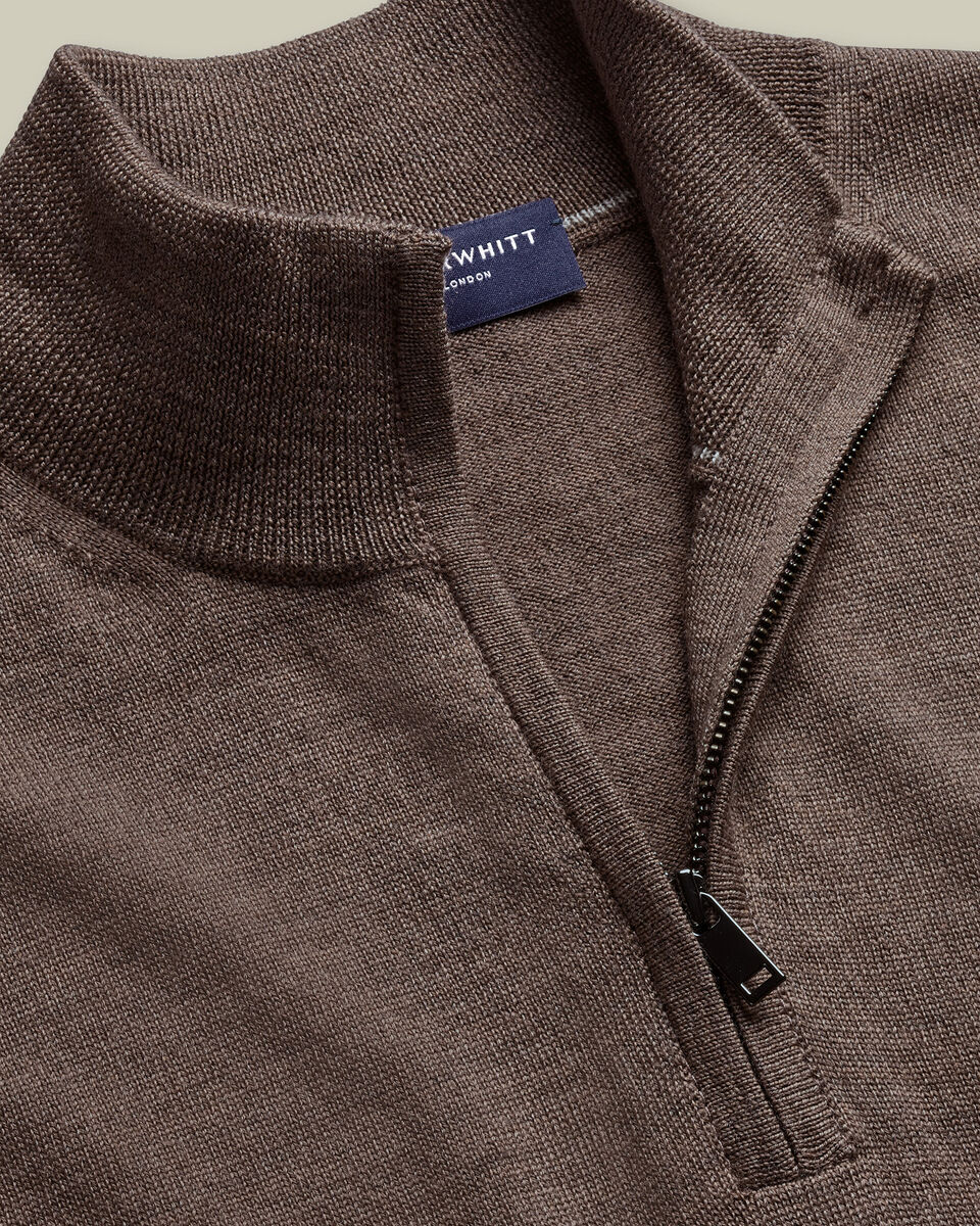 Pure Merino Quarter Zip Sweater – Mocha