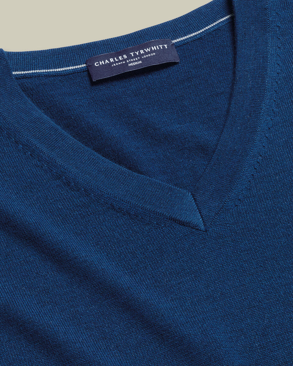 Pure Merino V-Neck Sweater - Royal Blue