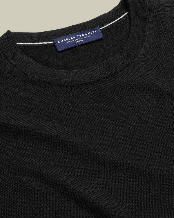Pure Merino Crew Neck Sweater - Black