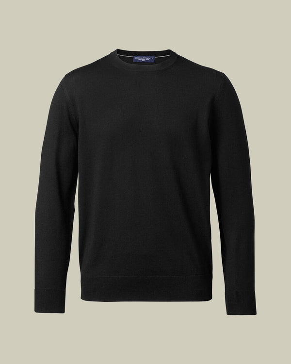 Pure Merino Crew Neck Sweater - Black