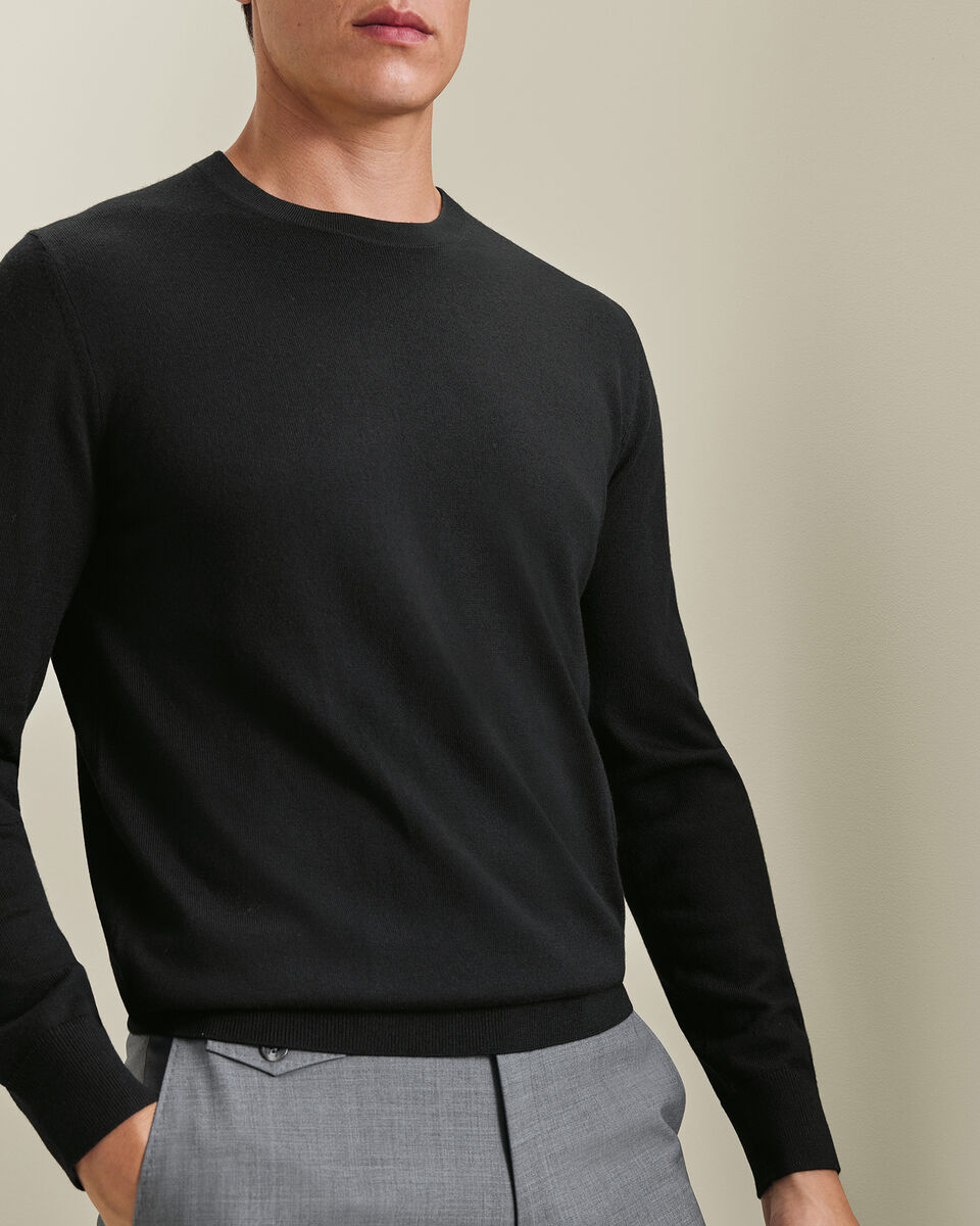 Pure Merino Crew Neck Sweater - Black