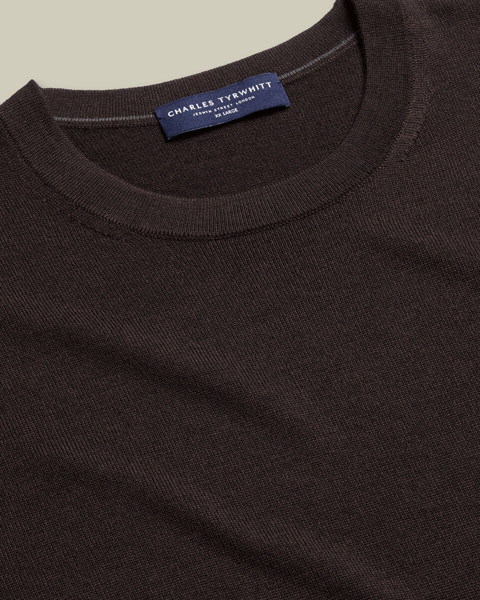 Pure Merino Crew Neck Sweater - Chocolate Brown