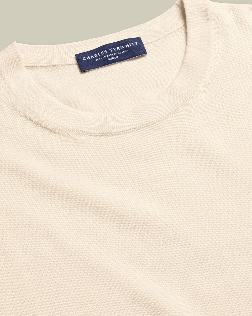 Pure Merino Crew Neck Sweater - Cream Secondary image