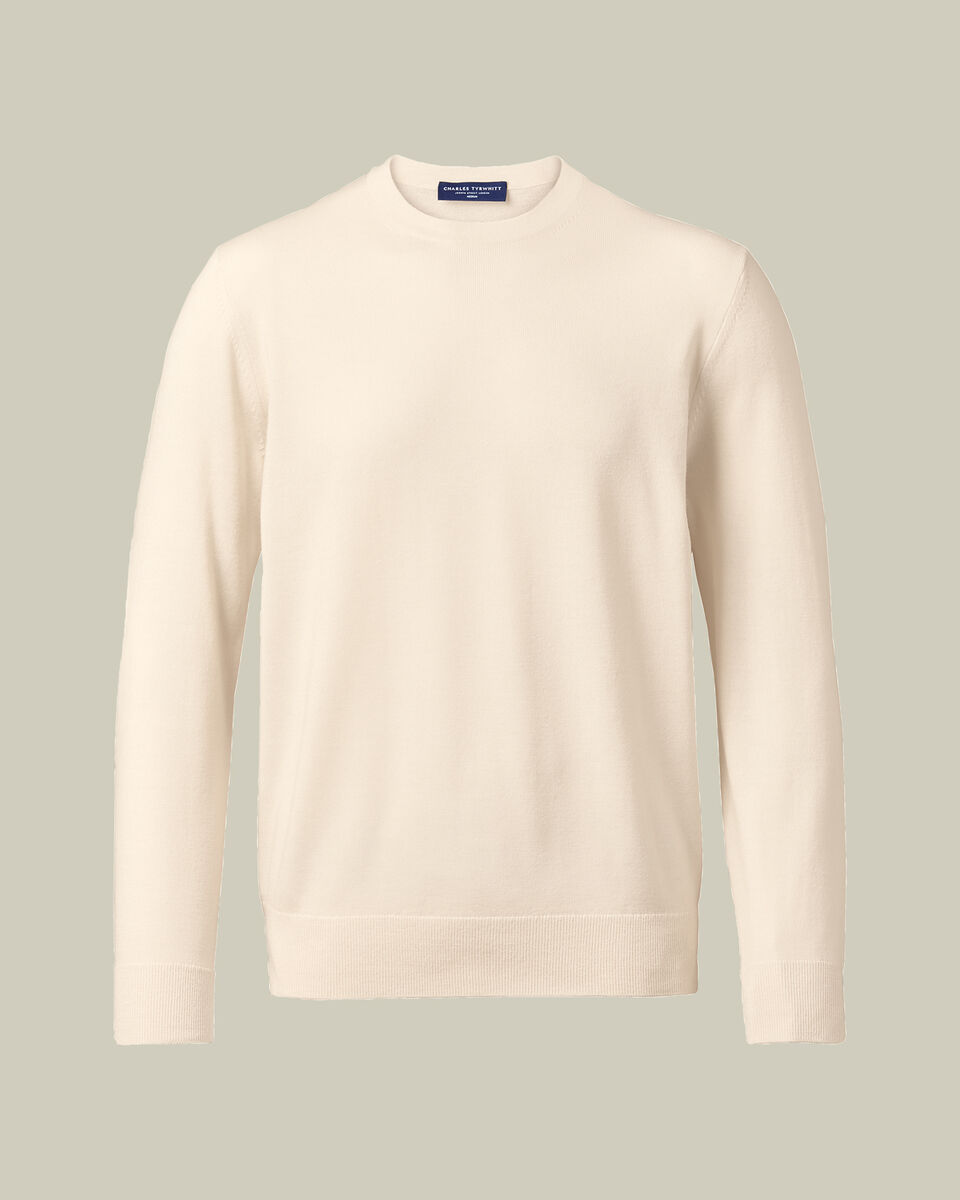 Pure Merino Crew Neck Sweater - Cream