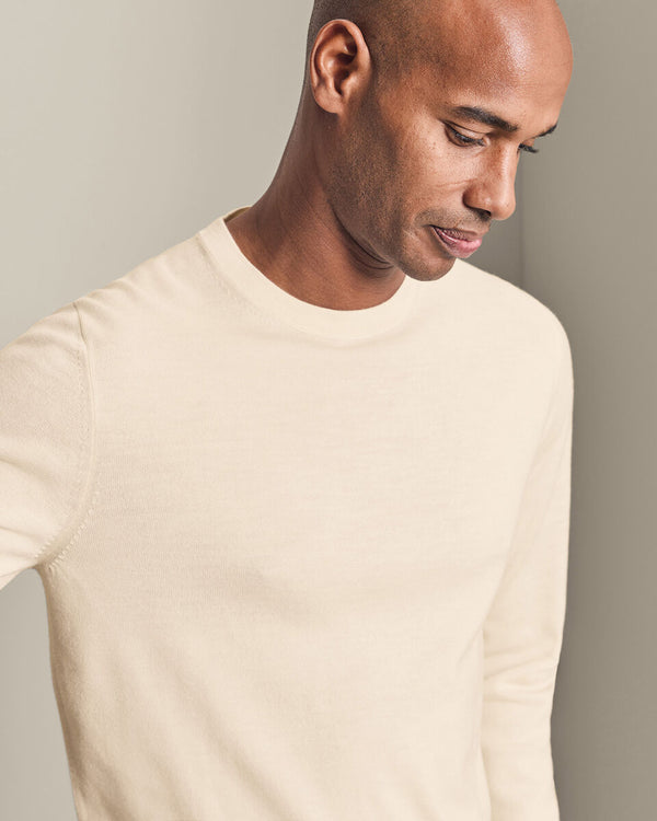 Pure Merino Crew Neck Sweater - Cream