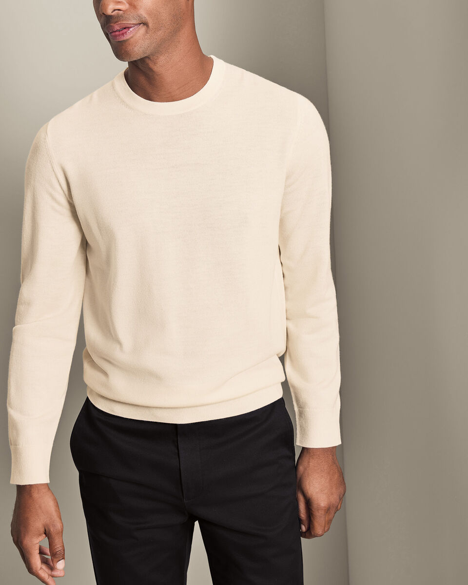 Pure Merino Crew Neck Sweater - Cream