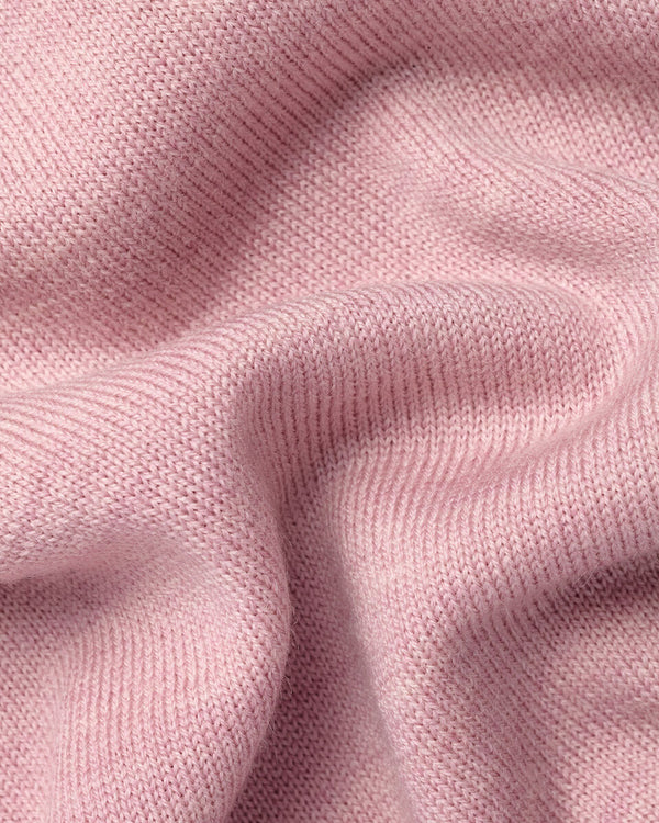Pure Merino Quarter Zip Sweater - Pink