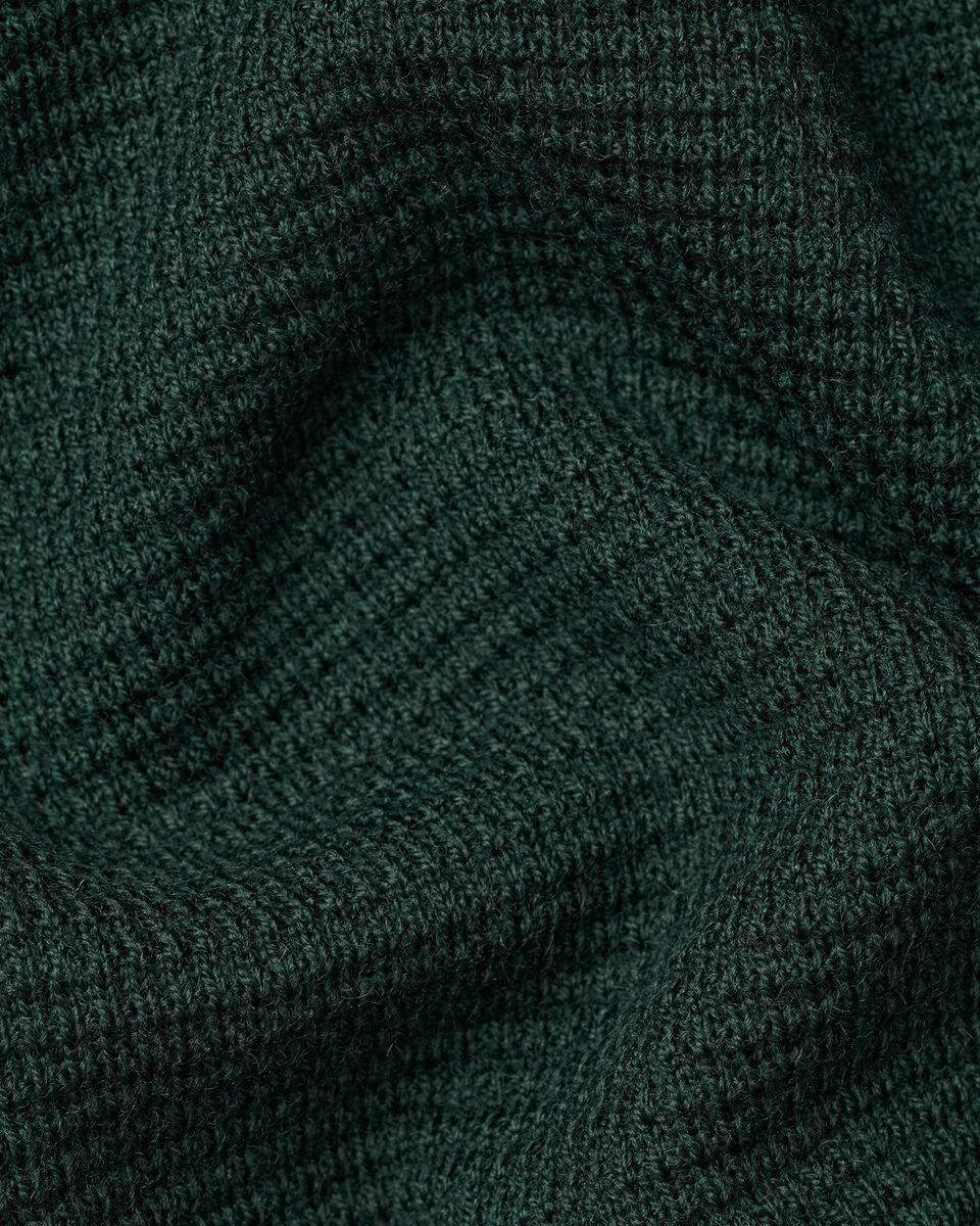 Pure Merino Textured Quarter Zip Sweater - Forest Green