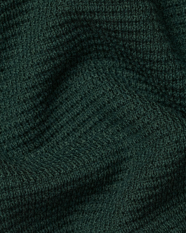Pure Merino Textured Quarter Zip Sweater - Forest Green