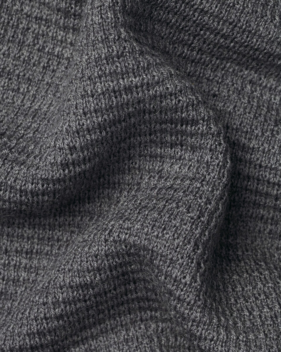 Pure Merino Textured Quarter Zip Sweater - Grey