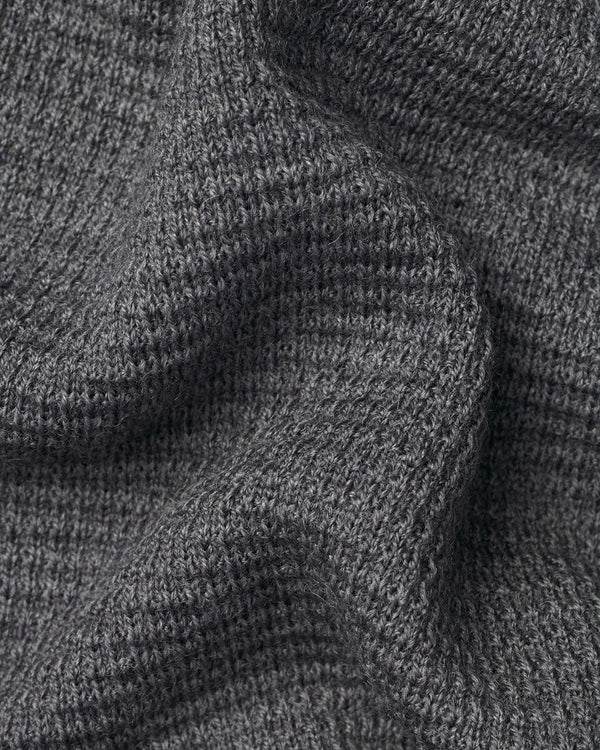 Pure Merino Textured Quarter Zip Sweater - Grey